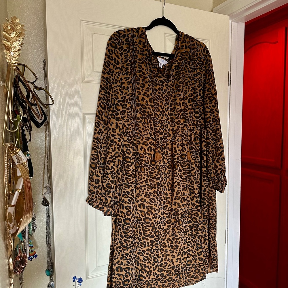 Time and Tru Brown Leopard Print Dress